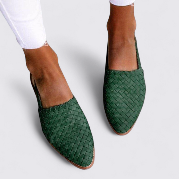 Damen Slipper Schuhe – Geflochtene Flats – Bequeme Schlupfschuhe