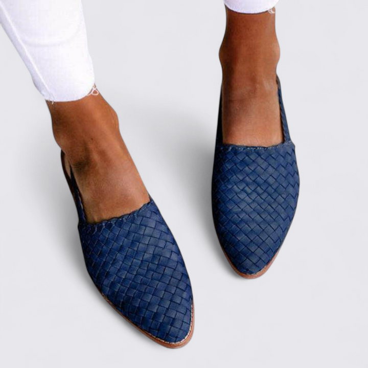 Damen Slipper Schuhe – Geflochtene Flats – Bequeme Schlupfschuhe