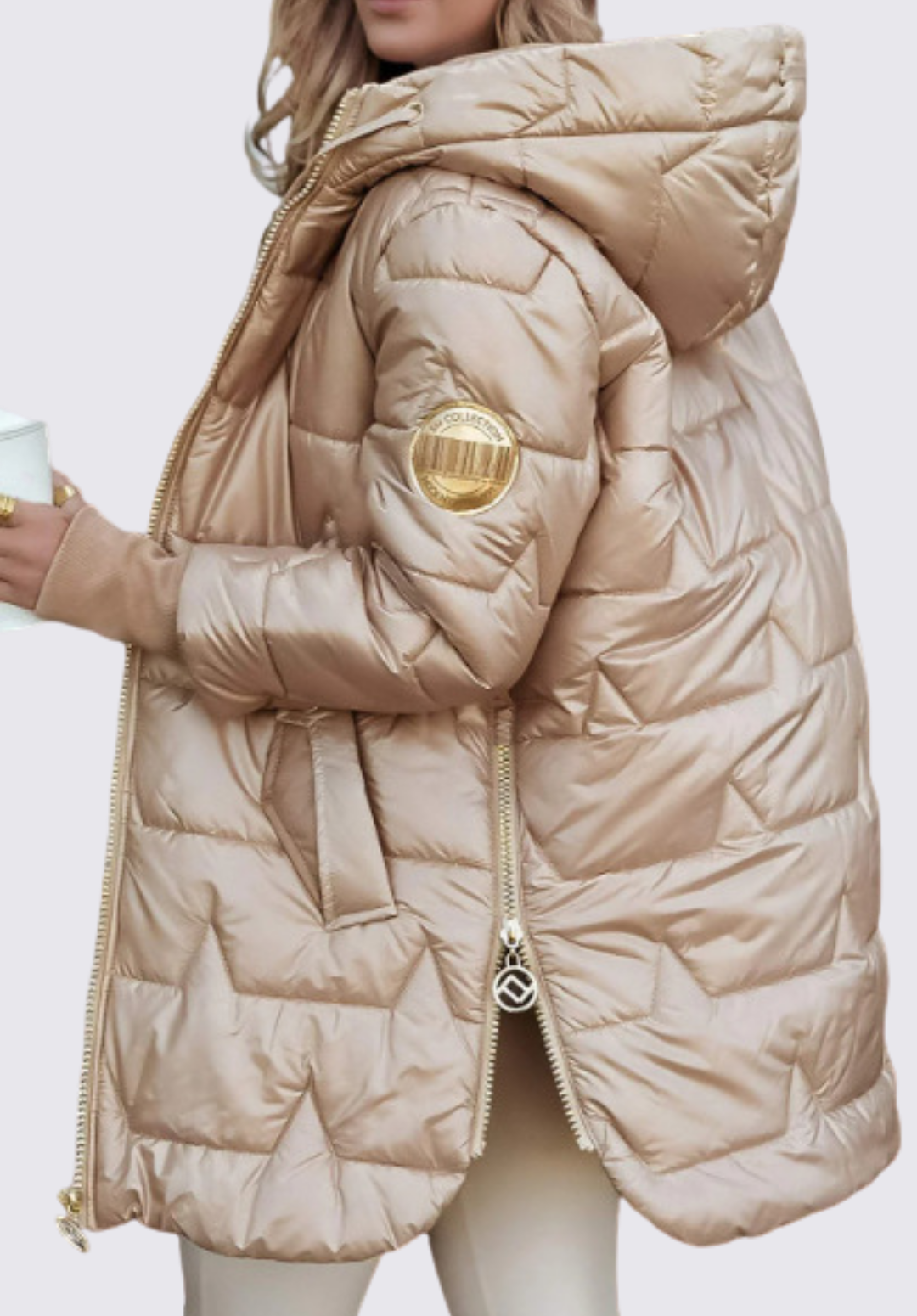 Damen Steppjacke mit Kapuze - Winter Steppjacke - Reißverschluss Vorne