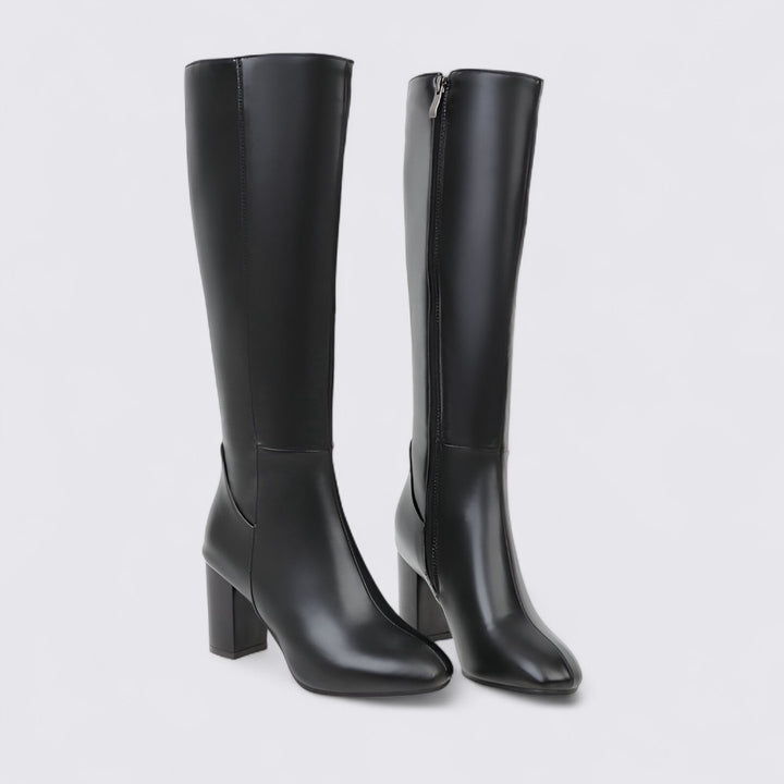 Damen Stiefel mit Blockabsatz - Hoher Stiefel - Kniehoch