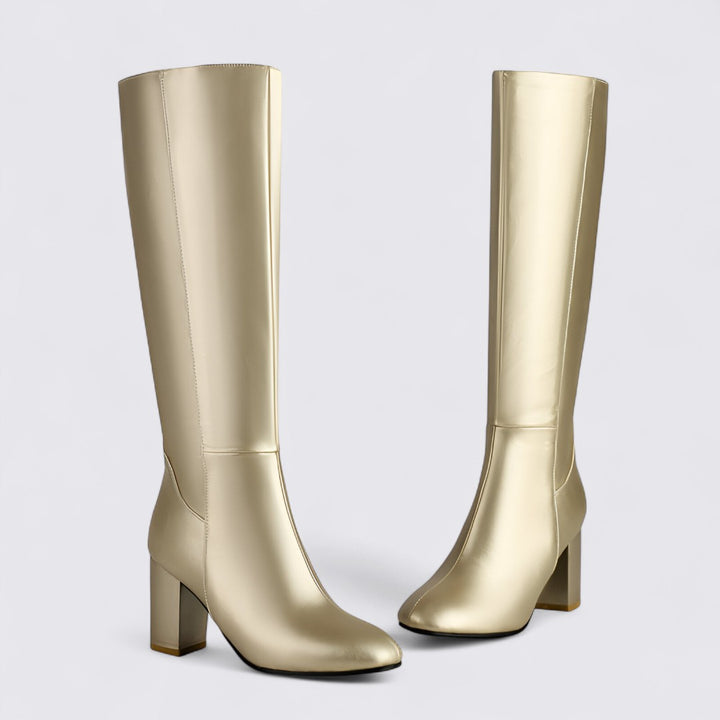 Damen Stiefel mit Blockabsatz - Hoher Stiefel - Kniehoch