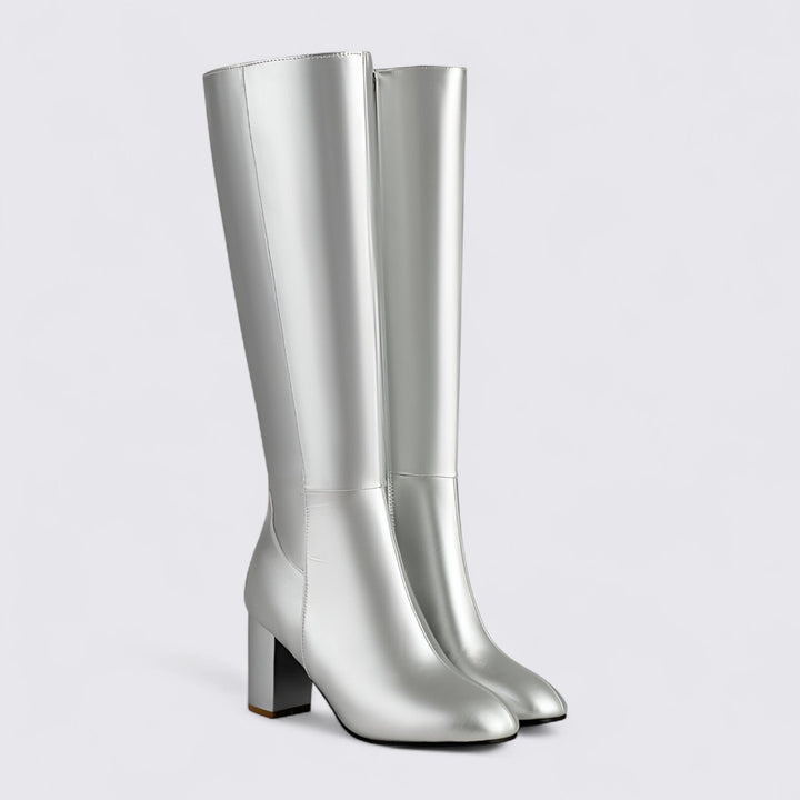 Damen Stiefel mit Blockabsatz - Hoher Stiefel - Kniehoch