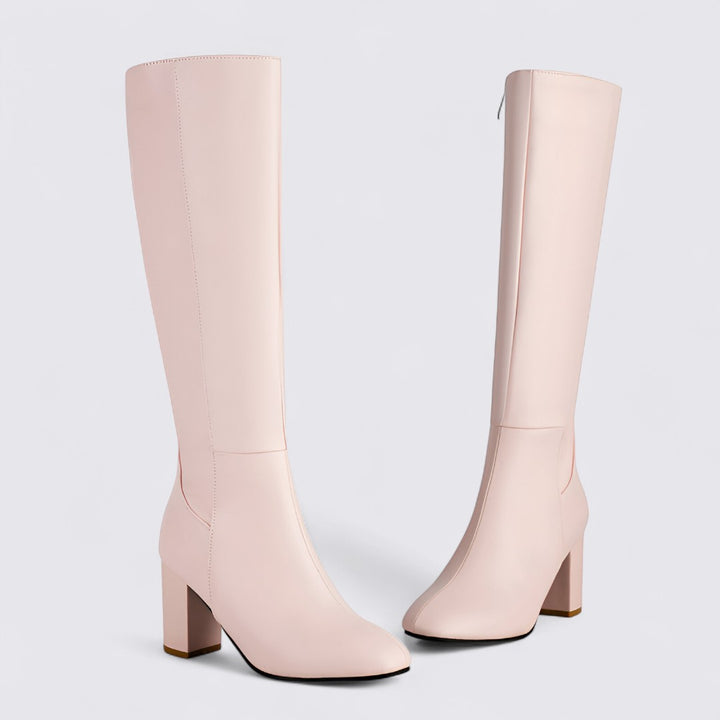 Damen Stiefel mit Blockabsatz - Hoher Stiefel - Kniehoch