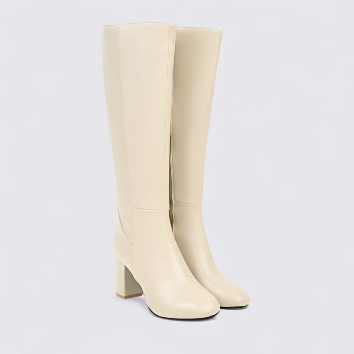 Damen Stiefel mit Blockabsatz - Hoher Stiefel - Kniehoch