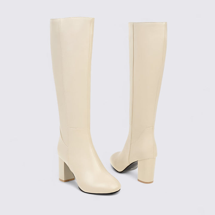 Damen Stiefel mit Blockabsatz - Hoher Stiefel - Kniehoch