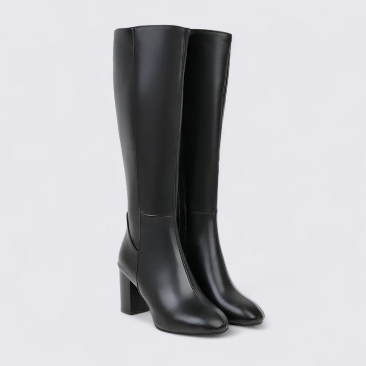Damen Stiefel mit Blockabsatz - Hoher Stiefel - Kniehoch