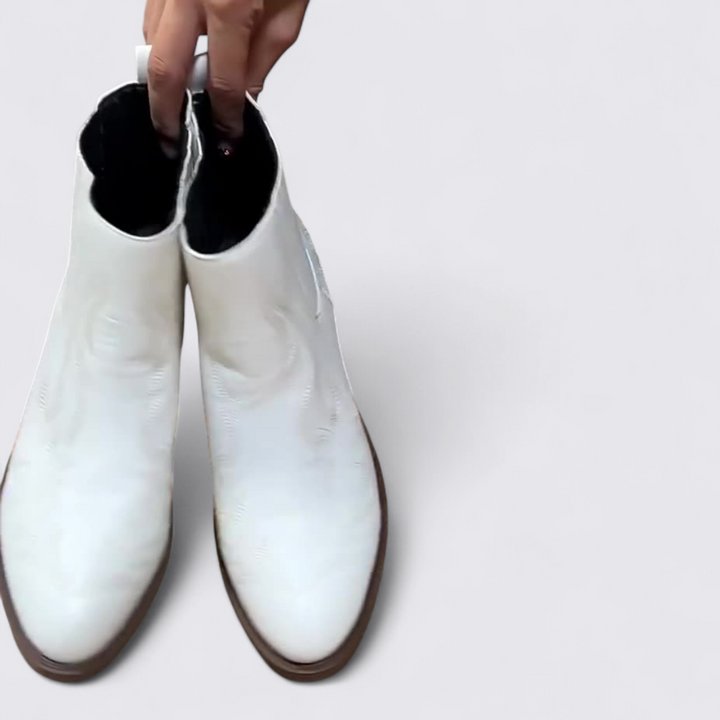 Damen Stiefel mit Blockabsatz – Mittelhoch – Lockerer Schaft