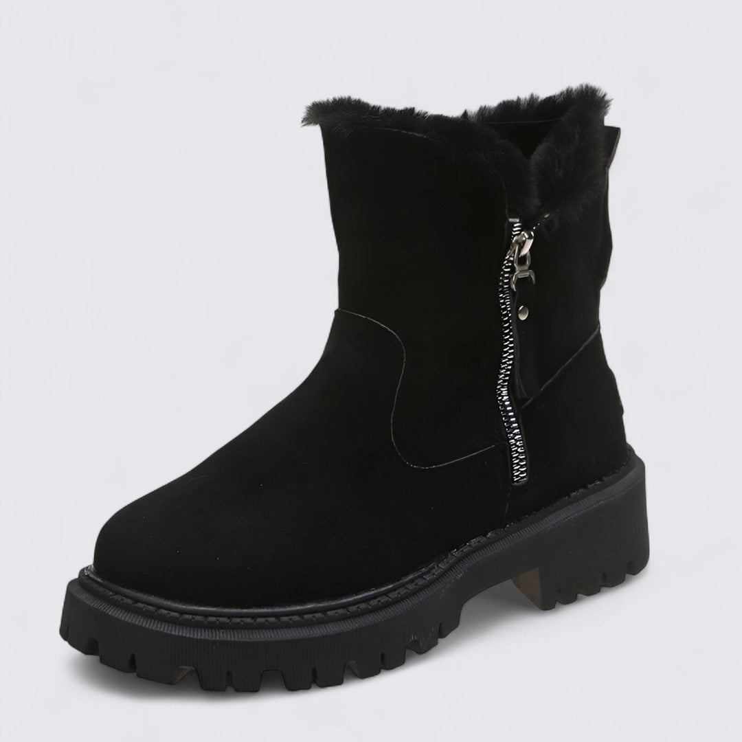 Damen Stiefel mit Reißverschluss - Profil Stiefel - Warm Gefüttert