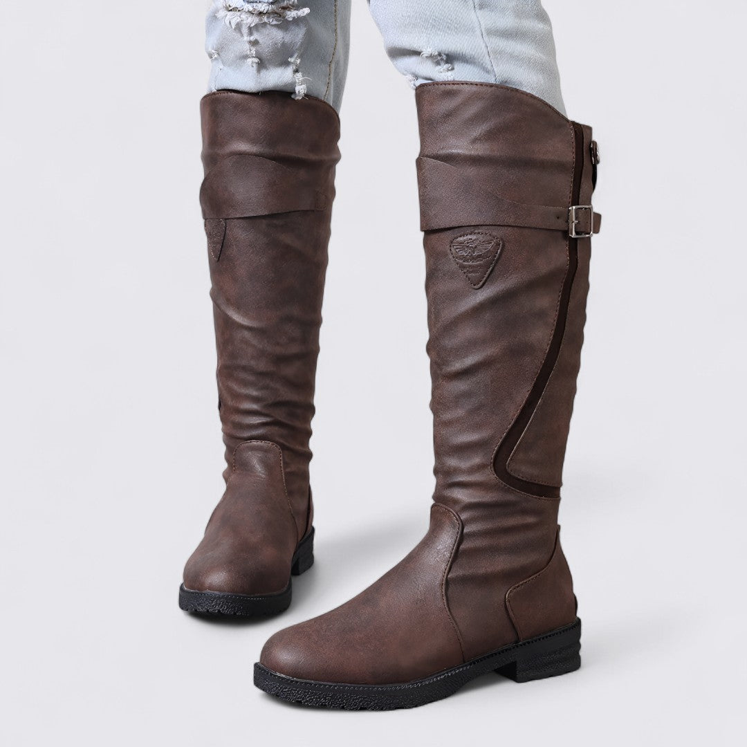 Damen Stiefel mit Schnalle – Reitstiefel – Kniehoch