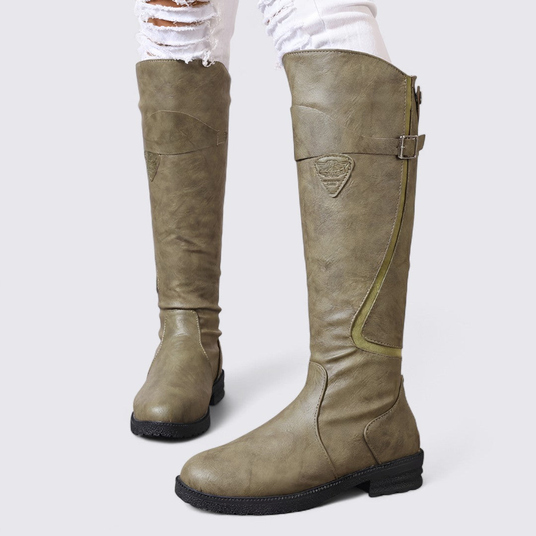 Damen Stiefel mit Schnalle – Reitstiefel – Kniehoch