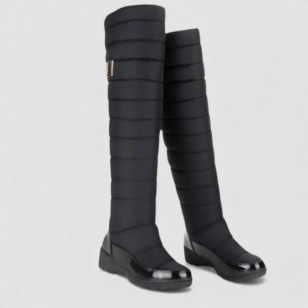 Damen Stiefel mit Steppung - Overknee Stiefel - Warm Gefüttert