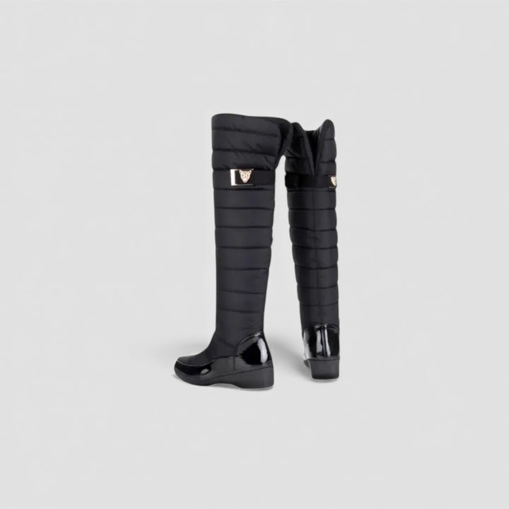 Damen Stiefel mit Steppung - Overknee Stiefel - Warm Gefüttert