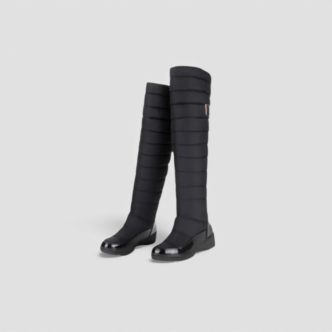 Damen Stiefel mit Steppung - Overknee Stiefel - Warm Gefüttert