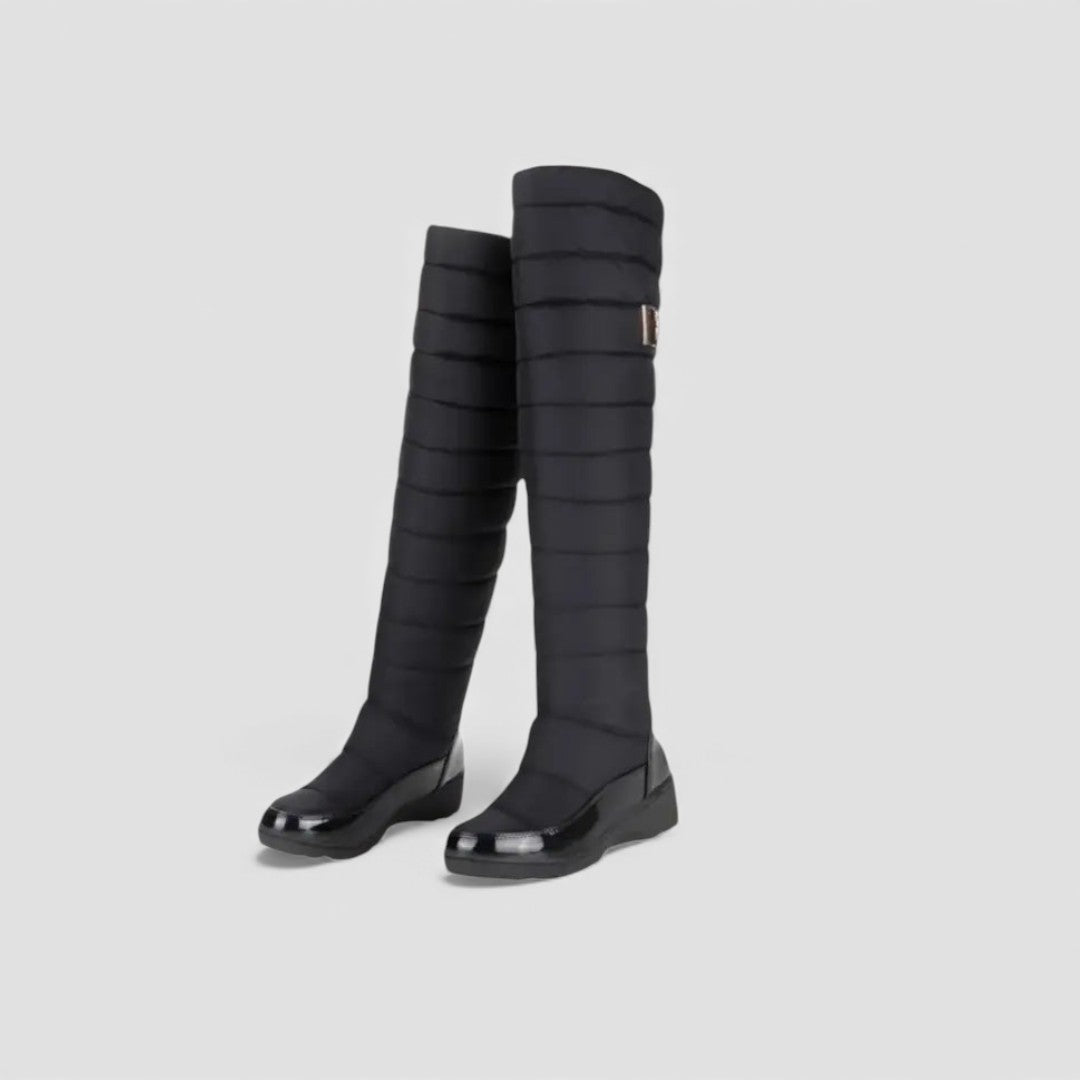 Damen Stiefel mit Steppung - Overknee Stiefel - Warm Gefüttert