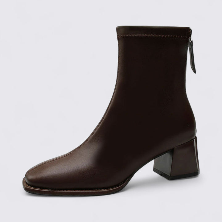 Damen Stiefeletten mit Reißverschluss - Elegante Stiefeletten - Blockabsatz