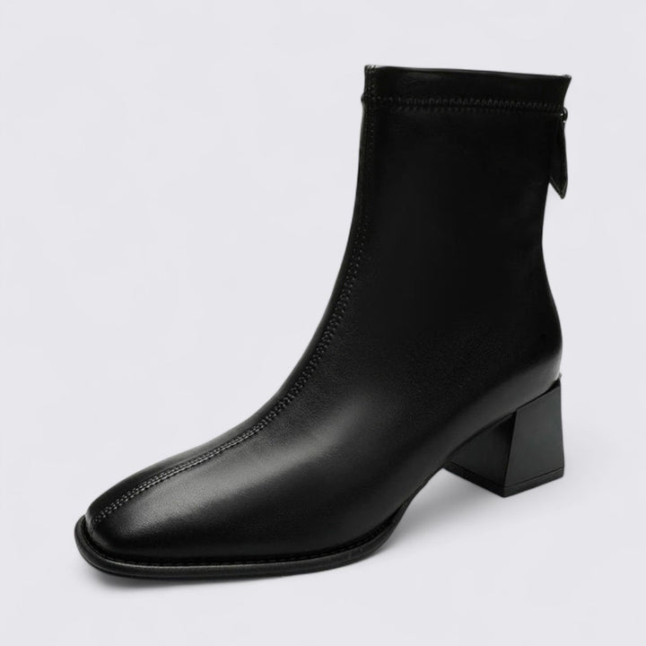 Damen Stiefeletten mit Reißverschluss - Elegante Stiefeletten - Blockabsatz