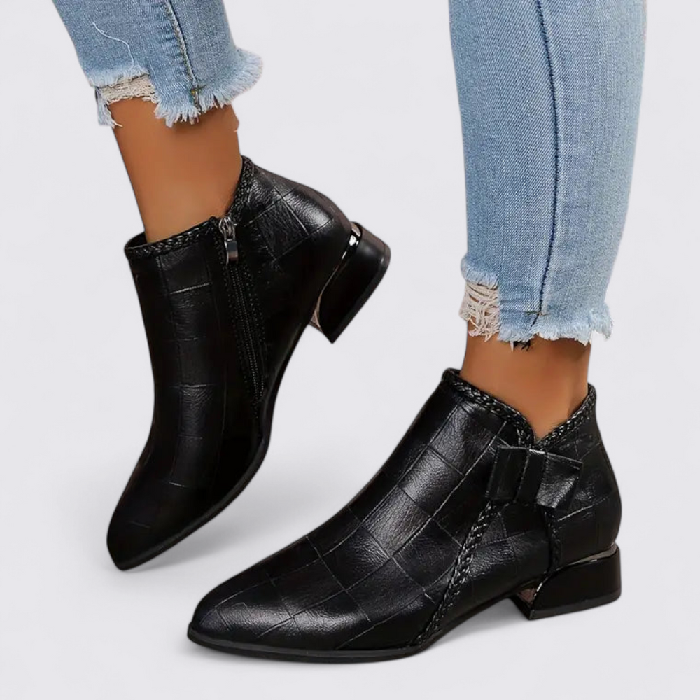 Damen Stiefeletten mit Reißverschluss – Knöchelhohe Stiefelette – Blockabsatz