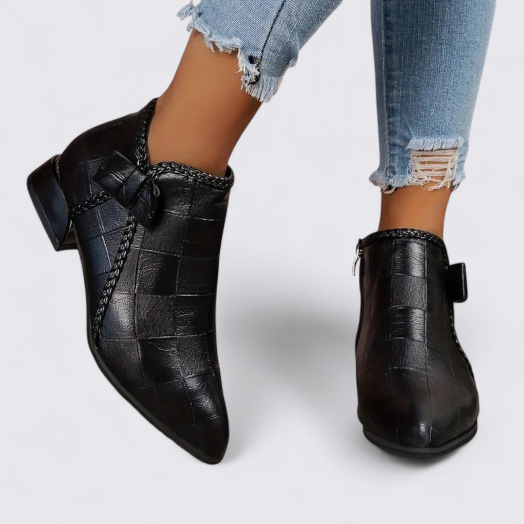 Damen Stiefeletten mit Reißverschluss – Knöchelhohe Stiefelette – Blockabsatz