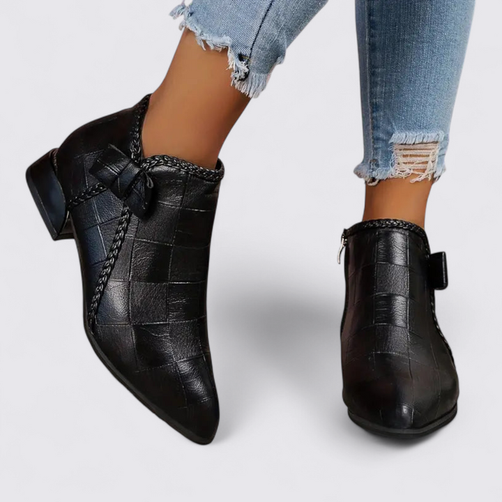 Damen Stiefeletten mit Reißverschluss – Knöchelhohe Stiefelette – Blockabsatz