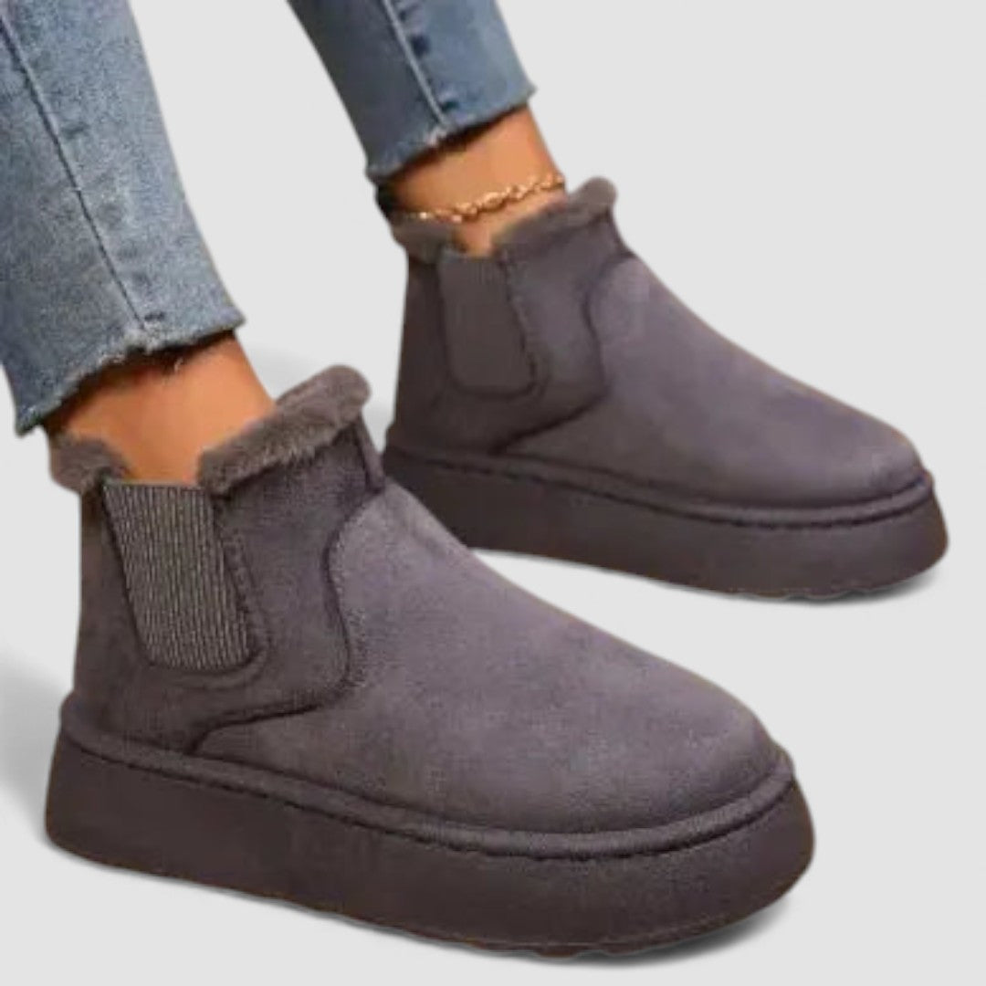 Damen Stiefeletten mit Stretcheinsatz - Plateau Stiefeletten - Warm Gefüttert