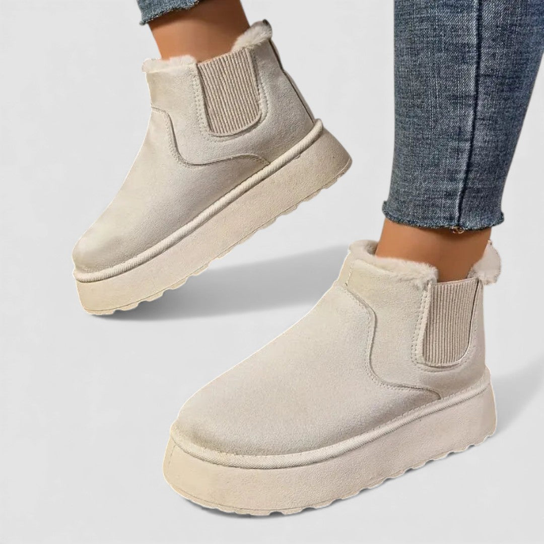 Damen Stiefeletten mit Stretcheinsatz - Plateau Stiefeletten - Warm Gefüttert