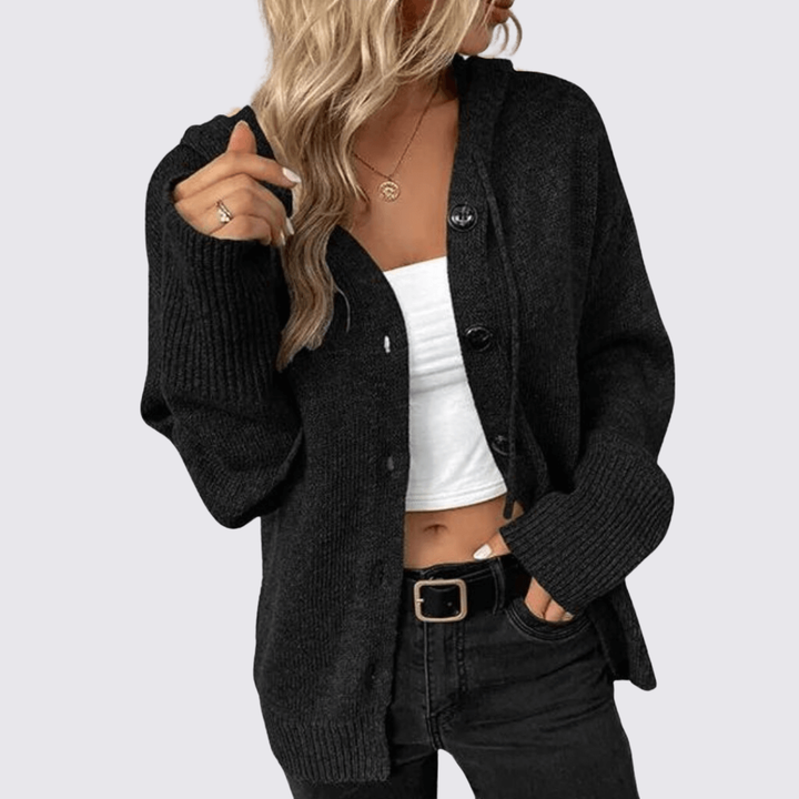 Damen Strickjacke mit Kapuze – Kapuzenstrickjacke – Strickjacke für Damen