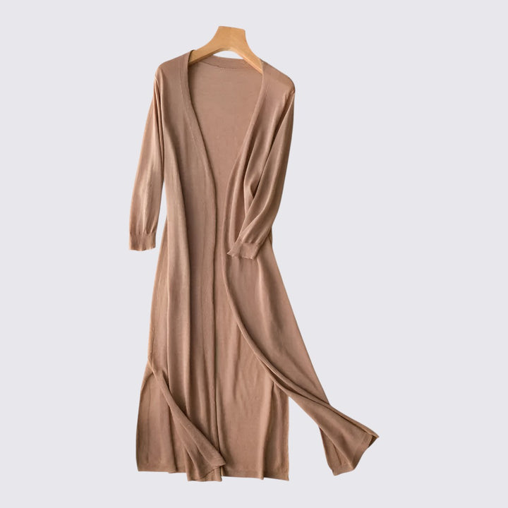 Damen Strickjacke mit Langschnitt - Lange Strickjacke - Offene Form