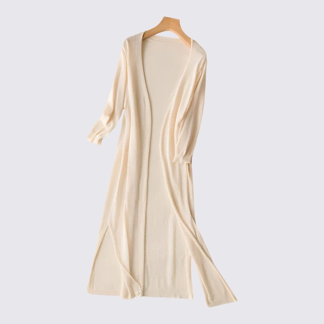 Damen Strickjacke mit Langschnitt - Lange Strickjacke - Offene Form