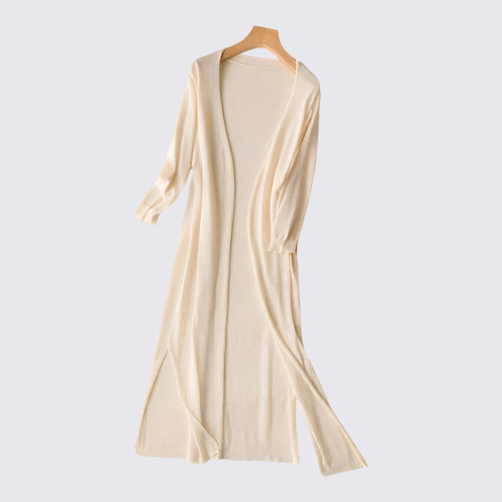 Damen Strickjacke mit Langschnitt - Lange Strickjacke - Offene Form