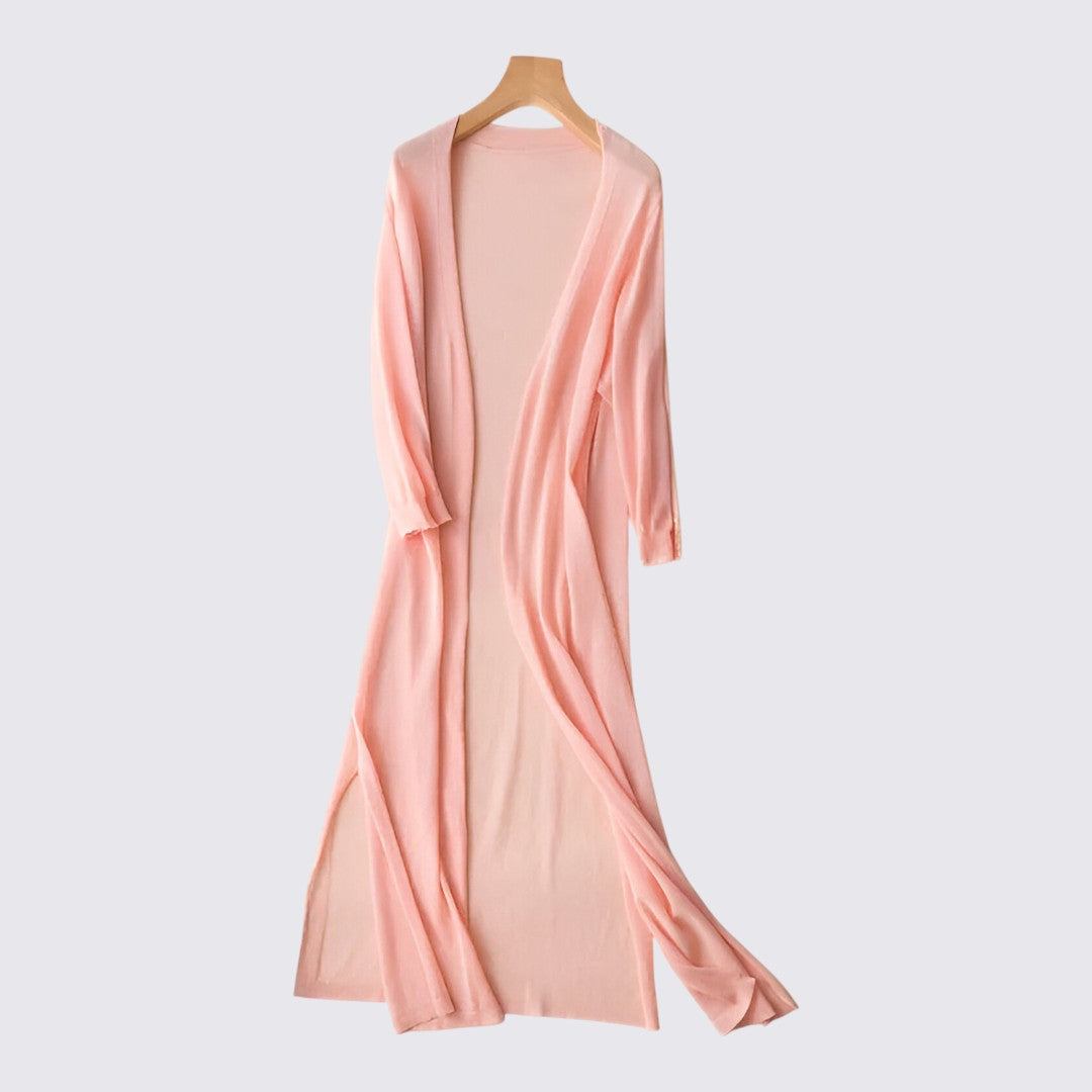 Damen Strickjacke mit Langschnitt - Lange Strickjacke - Offene Form