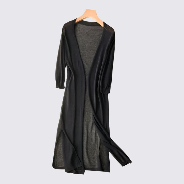 Damen Strickjacke mit Langschnitt - Lange Strickjacke - Offene Form