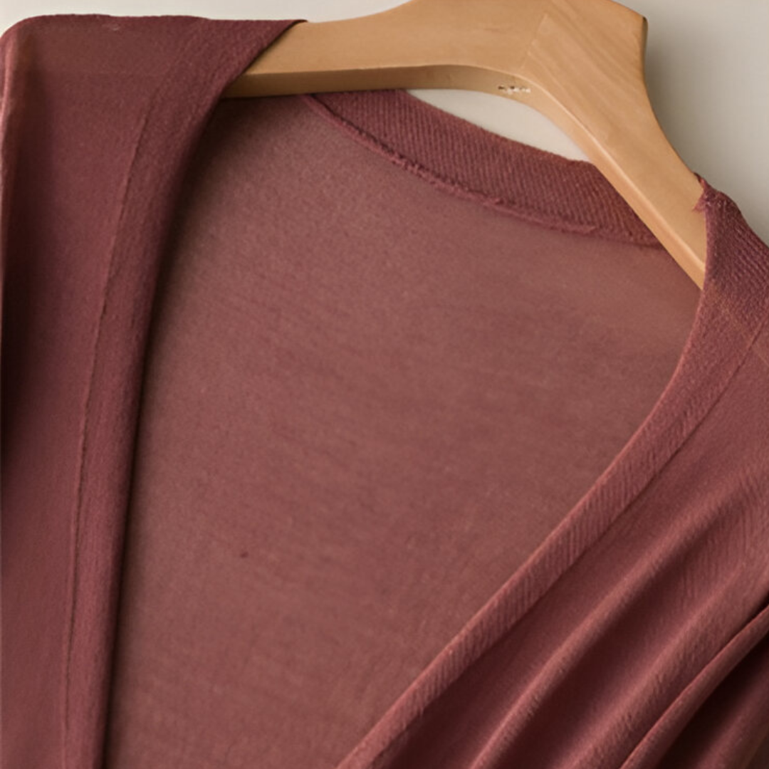 Damen Strickjacke mit Langschnitt - Lange Strickjacke - Offene Form