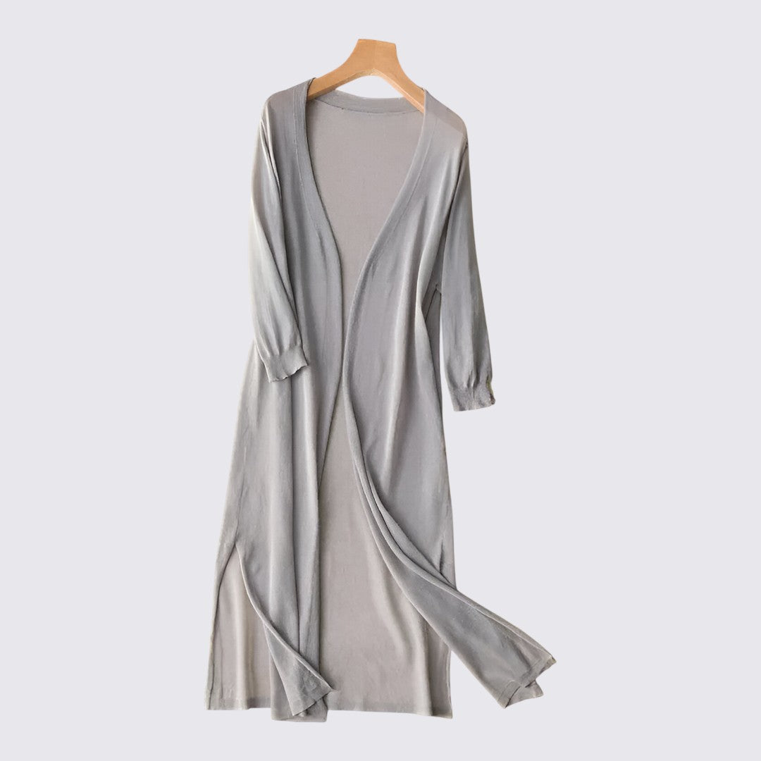 Damen Strickjacke mit Langschnitt - Lange Strickjacke - Offene Form