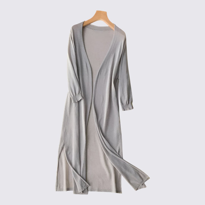 Damen Strickjacke mit Langschnitt - Lange Strickjacke - Offene Form