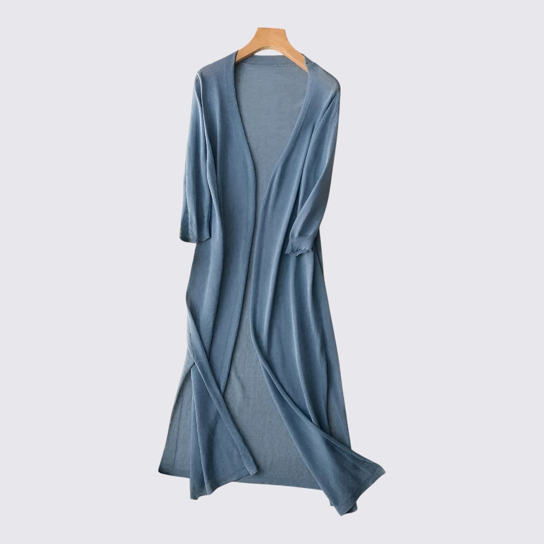 Damen Strickjacke mit Langschnitt - Lange Strickjacke - Offene Form