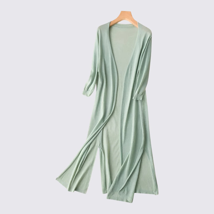 Damen Strickjacke mit Langschnitt - Lange Strickjacke - Offene Form