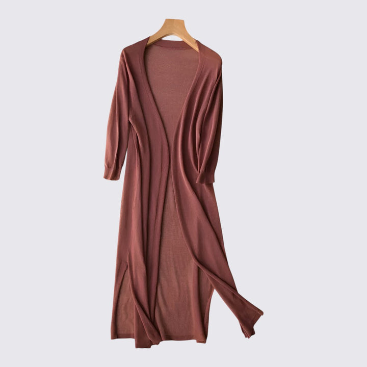 Damen Strickjacke mit Langschnitt - Lange Strickjacke - Offene Form