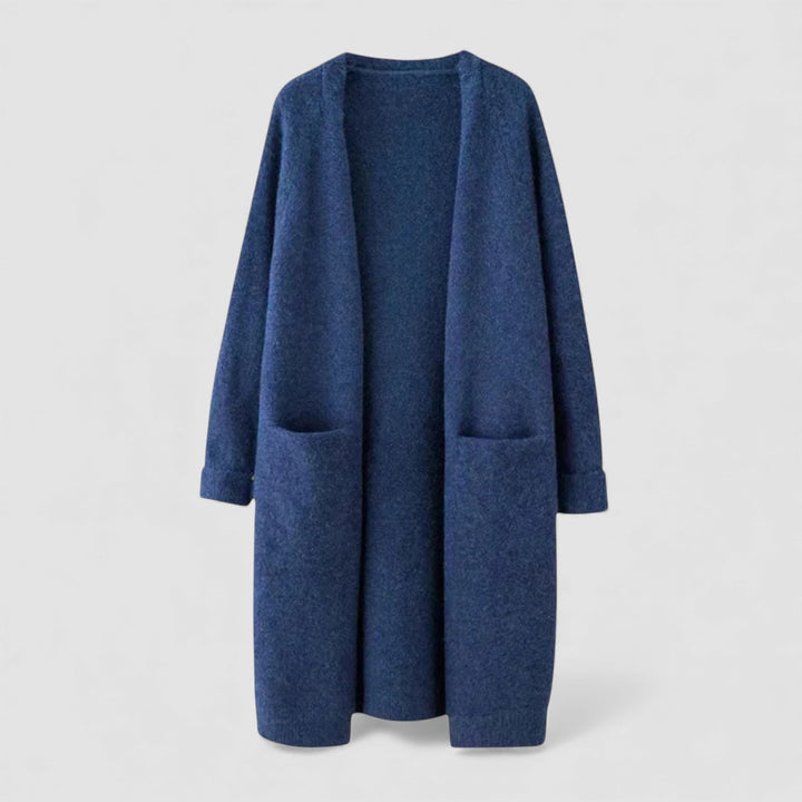 Damen Strickjacke mit Offene Form - Lange Strickjacke - Mit Taschen