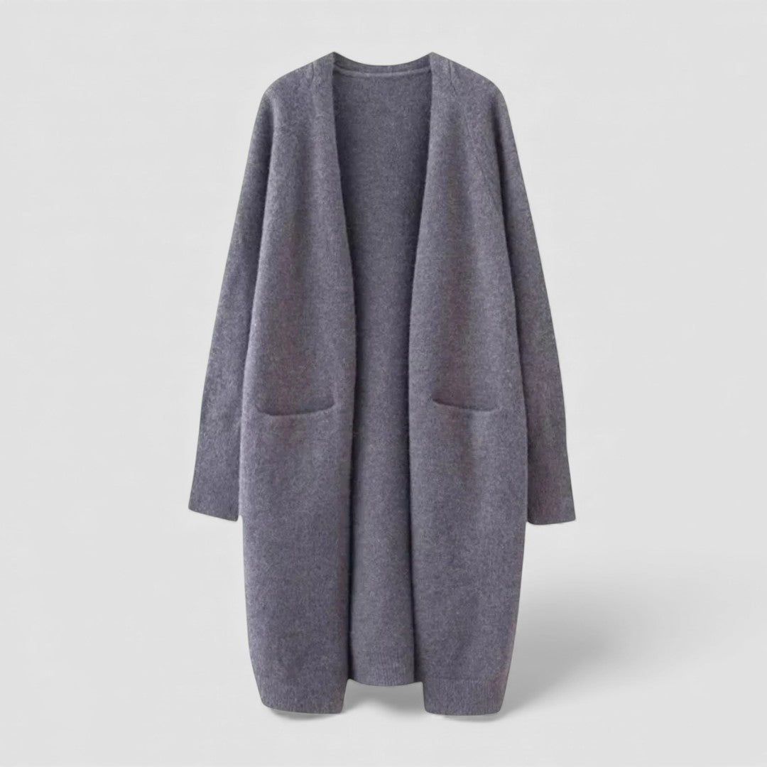 Damen Strickjacke mit Offene Form - Lange Strickjacke - Mit Taschen