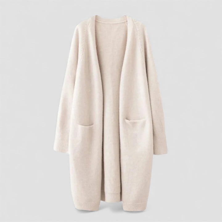 Damen Strickjacke mit Offene Form - Lange Strickjacke - Mit Taschen