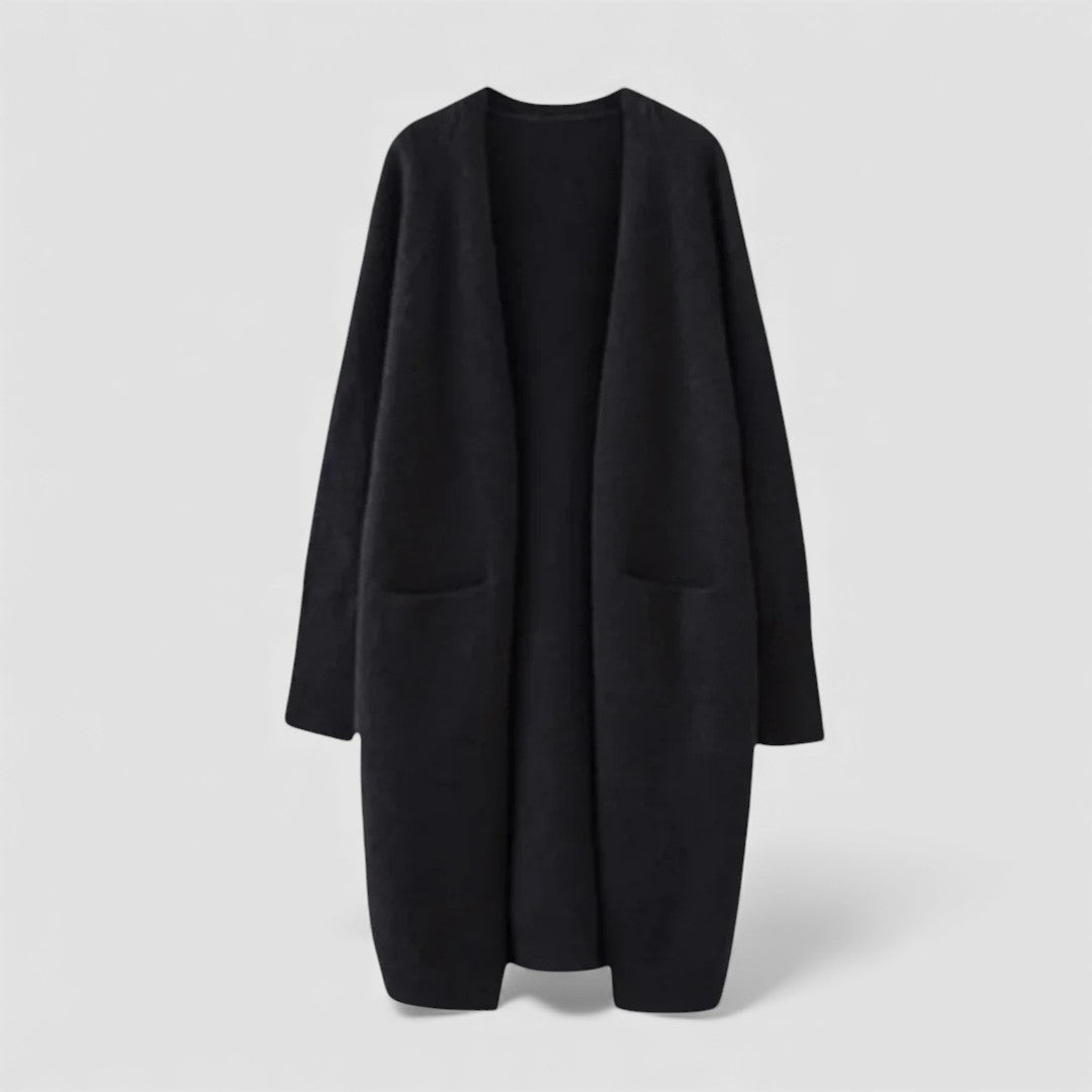 Damen Strickjacke mit Offene Form - Lange Strickjacke - Mit Taschen