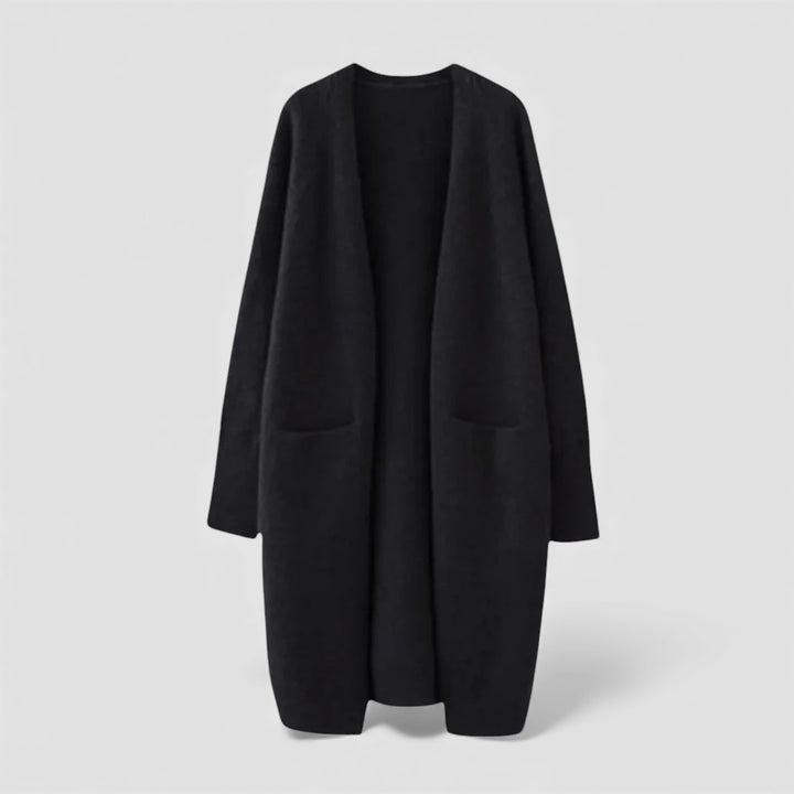 Damen Strickjacke mit Offene Form - Lange Strickjacke - Mit Taschen