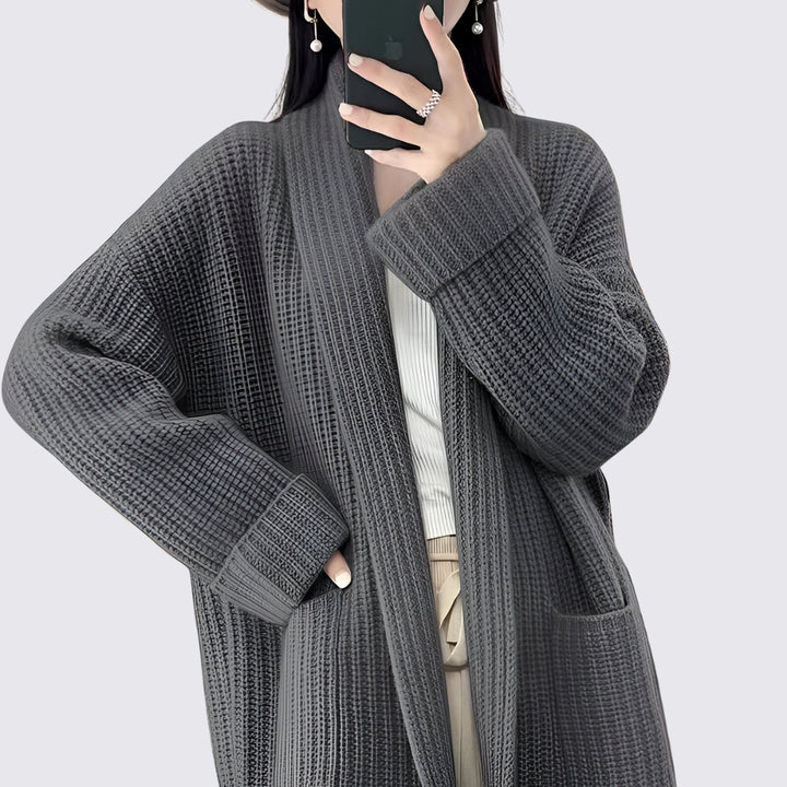 Damen Strickjacke mit Oversize Schnitt - Lange Strickjacke - Mit Taschen