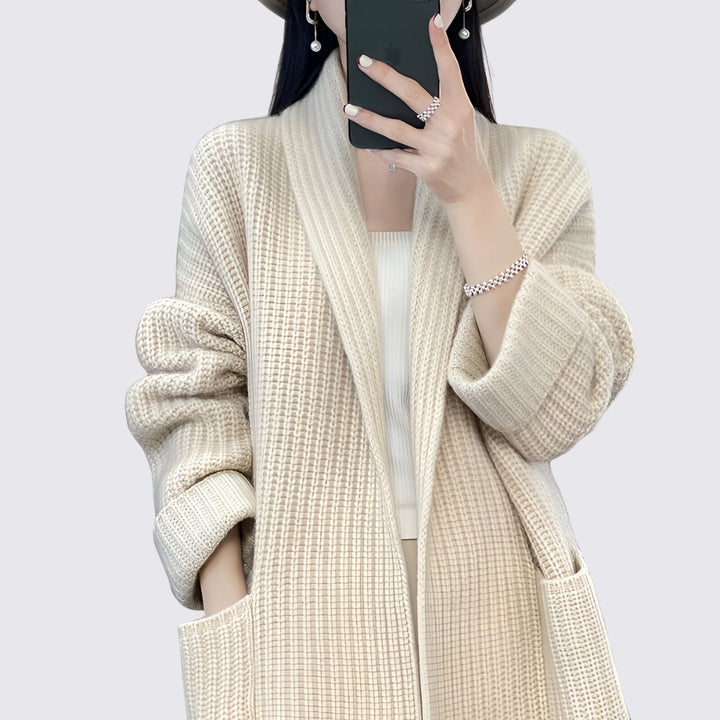 Damen Strickjacke mit Oversize Schnitt - Lange Strickjacke - Mit Taschen