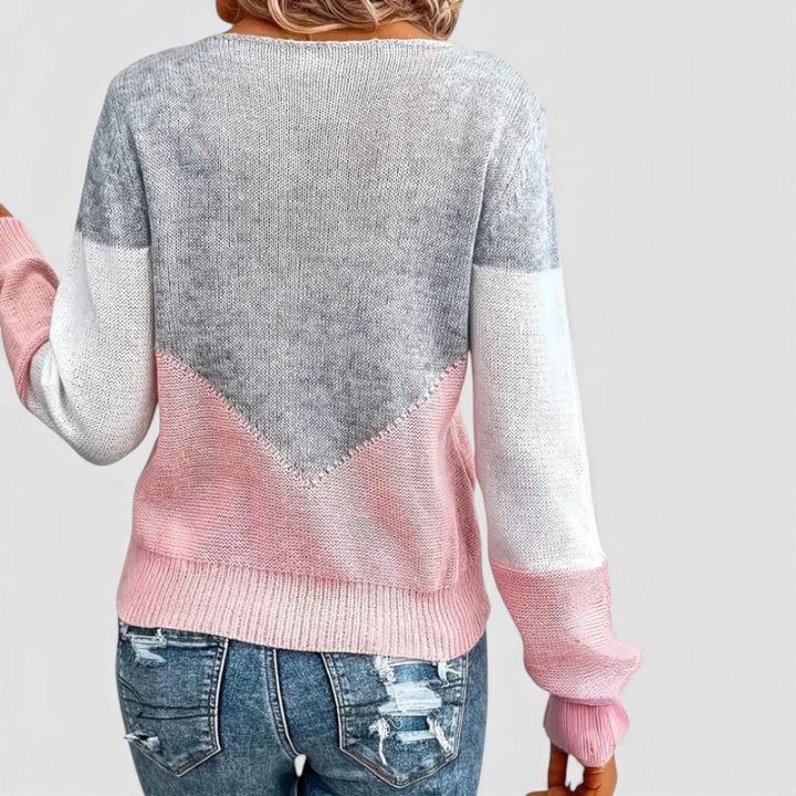 Damen Strickpullover mit Farbverlauf – Langarm Pullover – Gerippte Bündchen