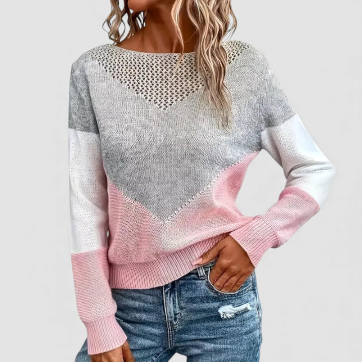 Damen Strickpullover mit Farbverlauf – Langarm Pullover – Gerippte Bündchen
