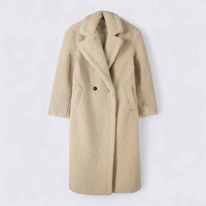 Damen Teddy Mantel – Lang Geschnitten – Klassischer Reverskragen