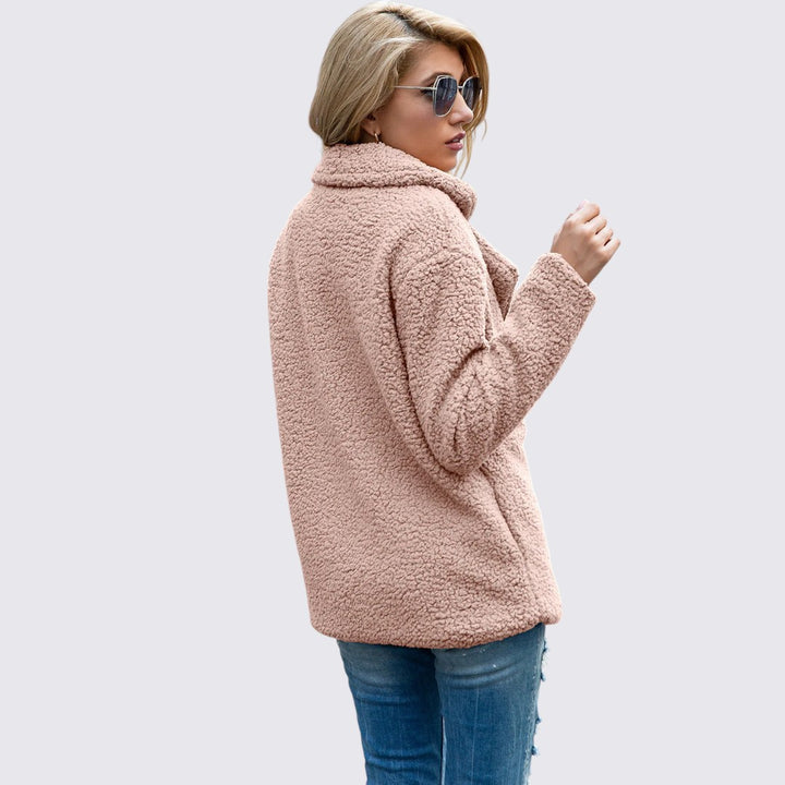 Damen Teddy Mantel mit Knopfleiste - Winter Mantel - Kuschelig