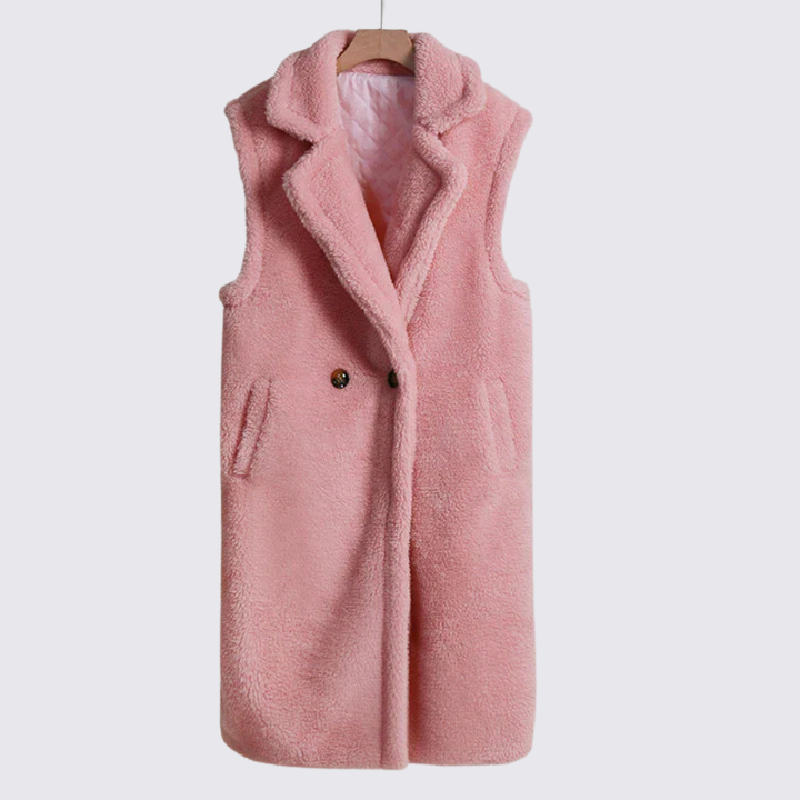 Damen Teddy Weste – Ärmellos – Mit Revers