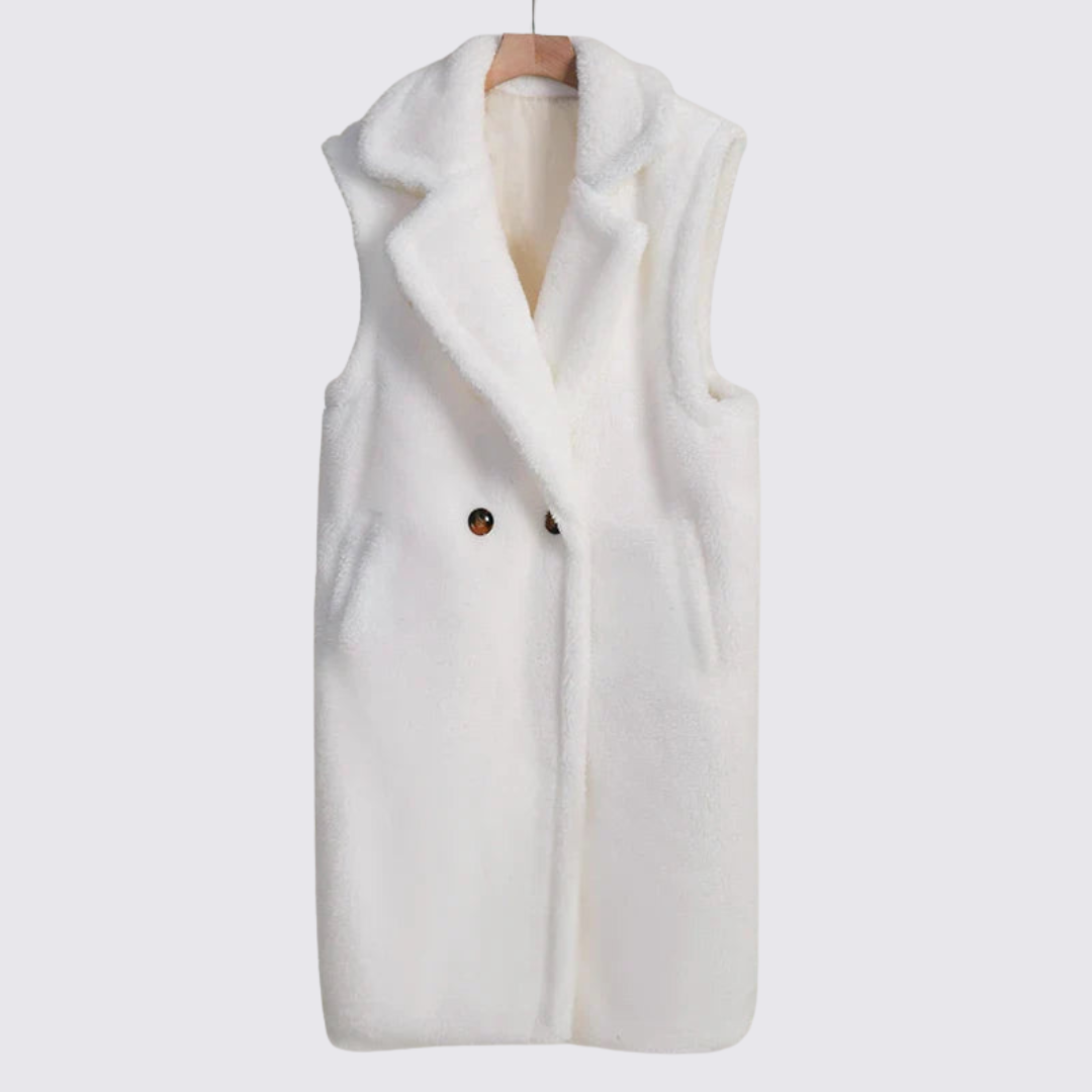 Damen Teddy Weste – Ärmellos – Mit Revers